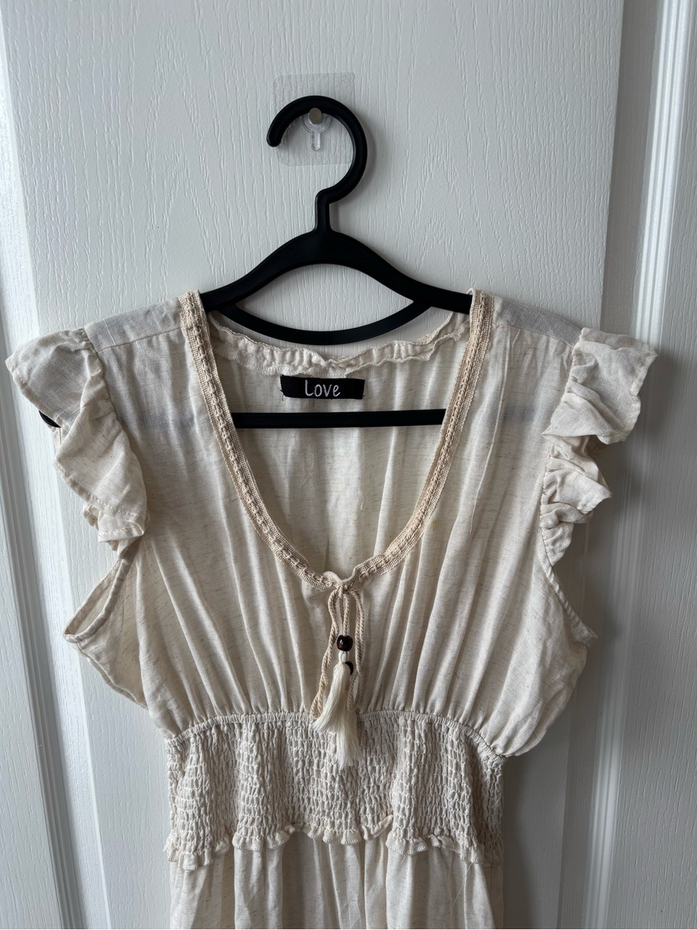 Cream Ruffled-Sleeve Maxi Dress - Picture 2 of 5